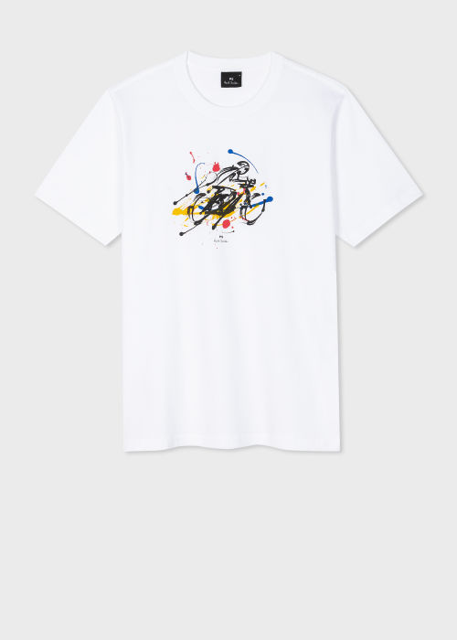 T-shirt Blanc "Cyclist Sketch" en Coton Paul Smith - Vue de face