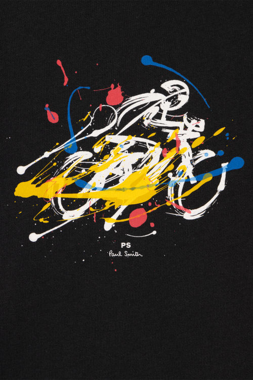 T-shirt Noir "Cyclist Sketch" en Coton Paul Smith - Vue détaillée