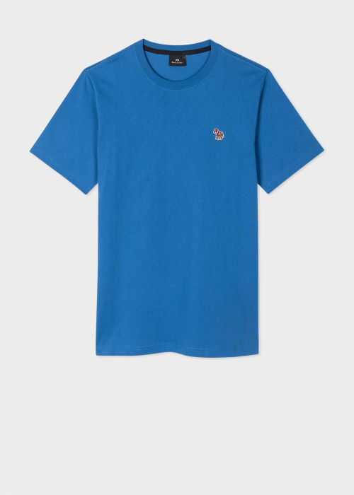 Men's Cobalt Blue Cotton Zebra Logo T-Shirt