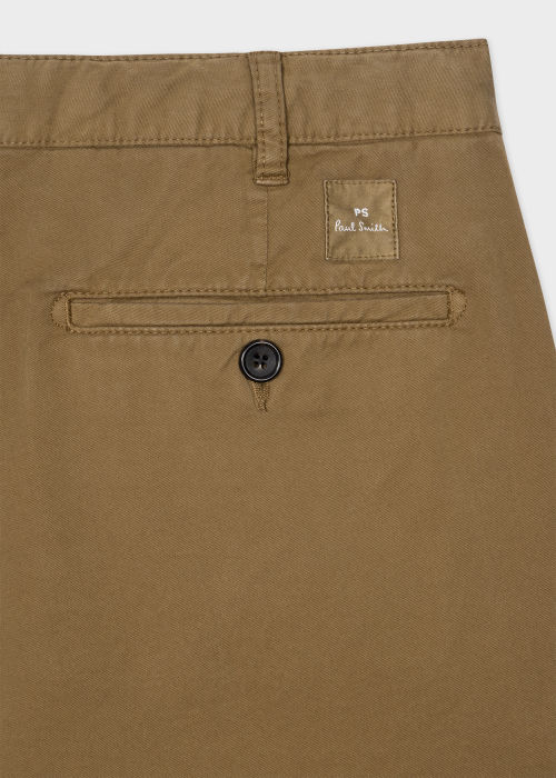 Light Khaki Pima Stretch-Cotton Garment-Dyed Shorts