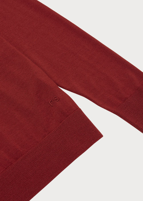 Product View - Men's Burgundy Merino Wool Half Zip Sweater Paul Smith