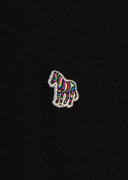 Black Cotton Zebra Logo Long-Sleeve Polo Shirt by Paul Smith