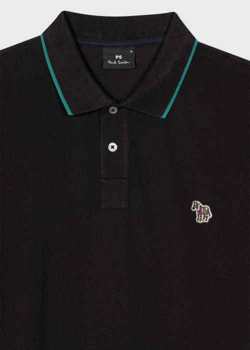 Detail View - Black Zebra Logo Long-Sleeve Polo Shirt Paul Smith