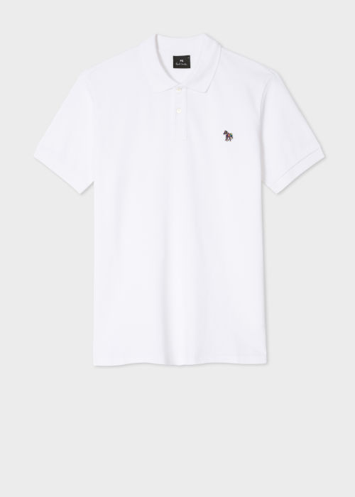 Men's White Cotton-Piqué Zebra Logo Polo Shirt by Paul Smith