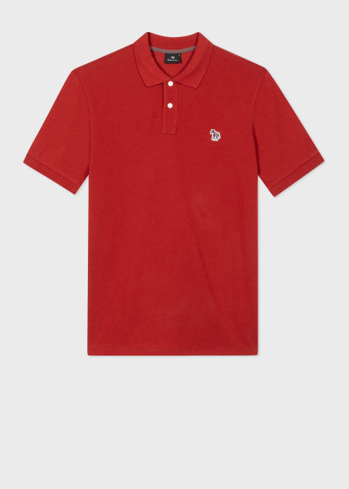 Front View - Red Organic Cotton Zebra Polo Shirt Paul Smith