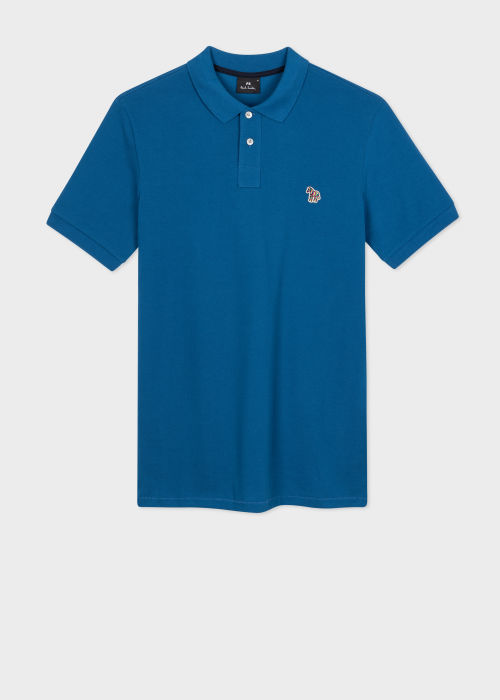 Product view - Men's Cobalt Blue Cotton-Piqué Zebra Logo Polo Shirt Paul Smith