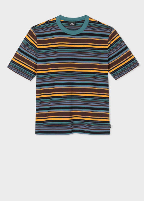 Product View - Men's Multi Colour Organic Cotton Stripe T-Shirt Paul Smith