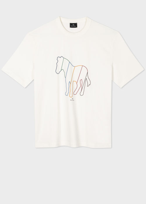 Product view - Men's Cream Hollow 'Broad Stripe Zebra' Print T-Shirt Paul Smith