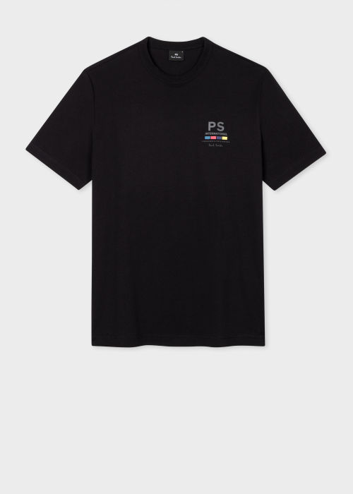 Front View - Black Organic Cotton PS Initial T-Shirt Paul Smith