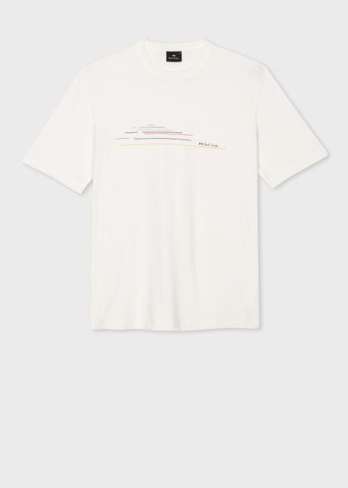 Tee-shirt Ecru à Motif "Stripe" sur la Poitrine Paul Smith - Vue de face