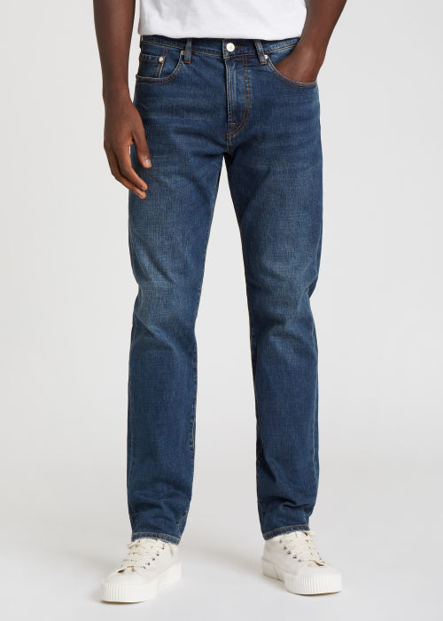 Tapered-Fit 'Crosshatch Stretch' Blue-Rinse Jeans by Paul Smith