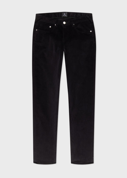 Product view - Men's Tapered-Fit Black Corduroy Trousers Paul Smith