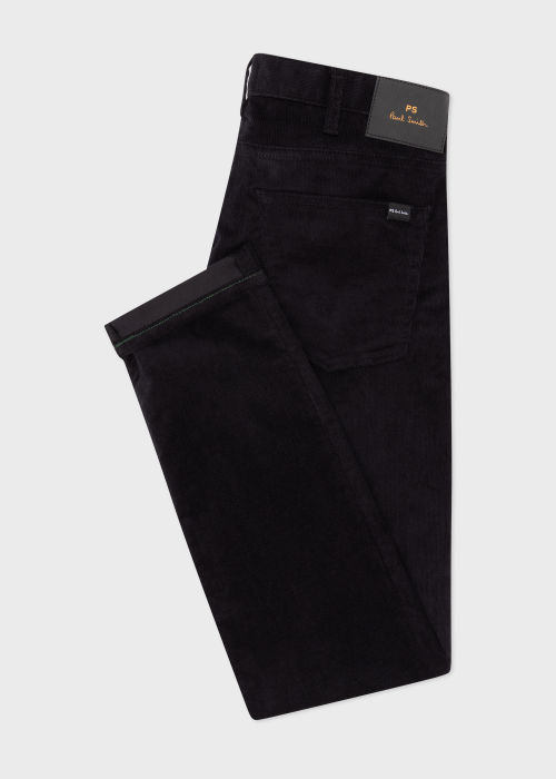 Product view - Men's Tapered-Fit Black Corduroy Trousers Paul Smith