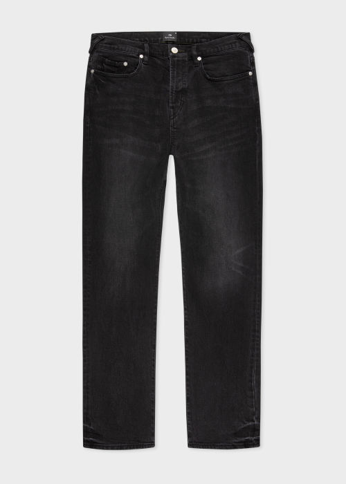 Product View - Tapered-Fit Mid-Wash Black Stretch Jeans Paul Smith