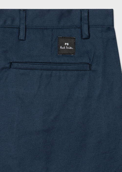 Men's Navy Cotton Pleated Trousers