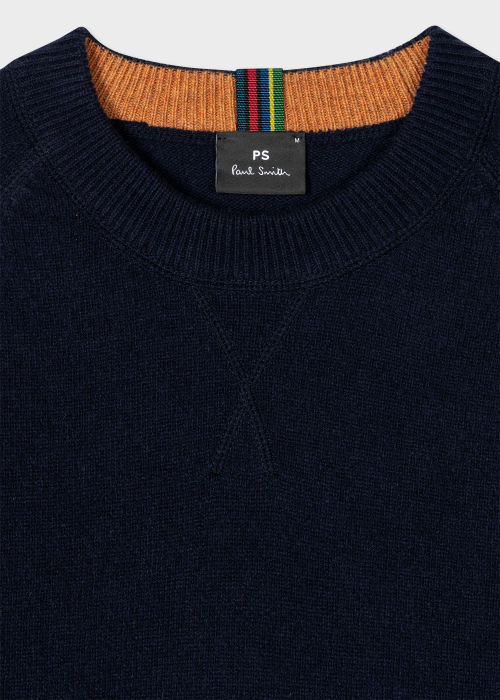 Product view - Men's Dark Navy Merino Wool Raglan Sweater Paul Smith