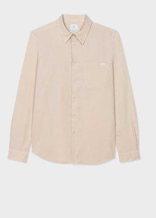 Product view - Men's Tailored-Fit Ecru Stretch-Cotton Pocket Shirt Paul Smith