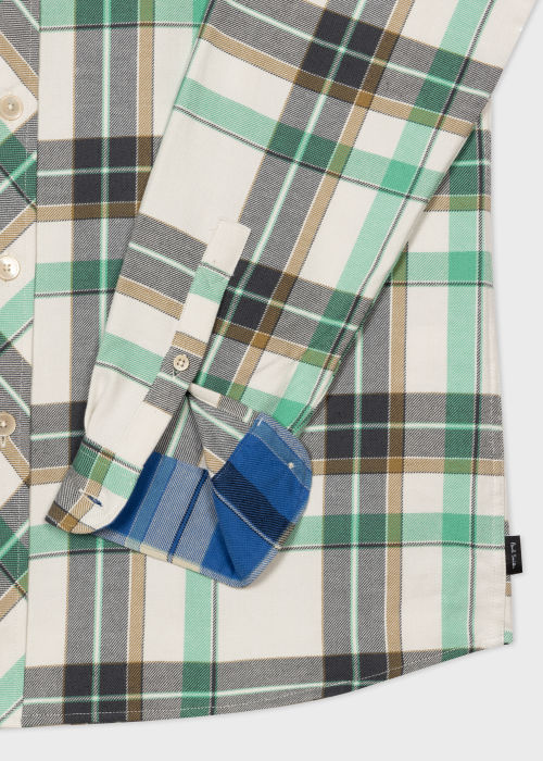 Product view - Men's Ecru and Green Check Cotton-Linen Shirt Paul Smith