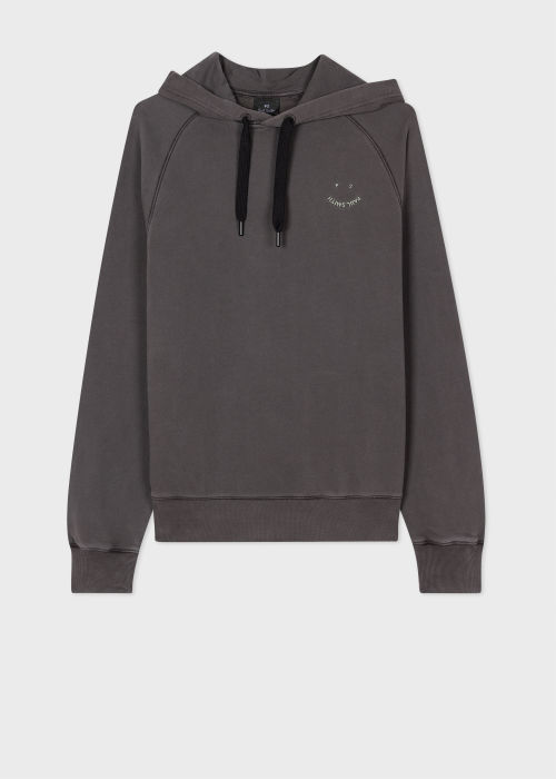 Product View - Men's Charcoal Grey Cotton 'Happy' Hoodie Paul Smith