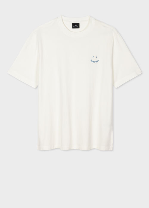 Product View - Men's Ecru Cotton 'Happy' T-Shirt Paul Smith
