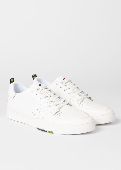 Product View - Men's White Leather 'Cosmo' Trainers Paul Smith