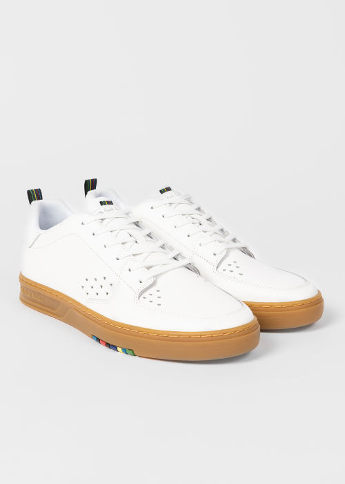 Product view - Men's White Leather 'Cosmo' Trainers With Gum Sole Paul Smith