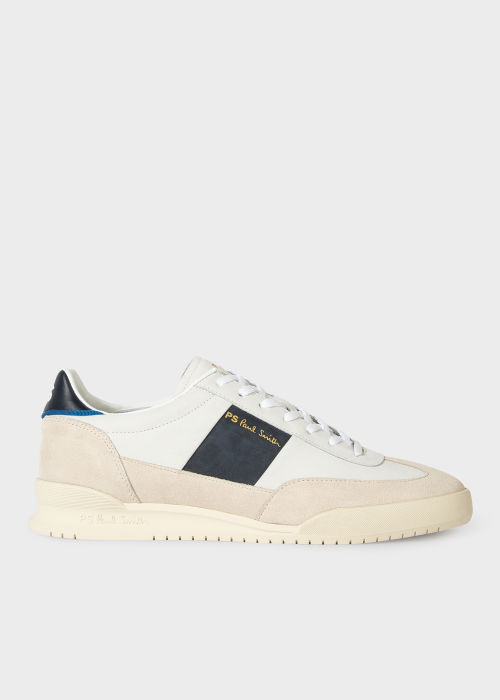 Product View - Men's White And Cream Leather 'Dover' Trainers Paul Smith