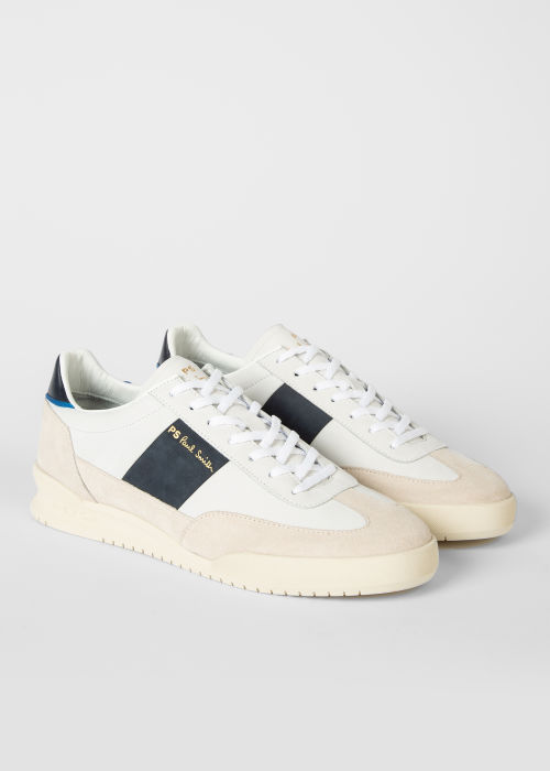 Product View - Men's White And Cream Leather 'Dover' Trainers Paul Smith