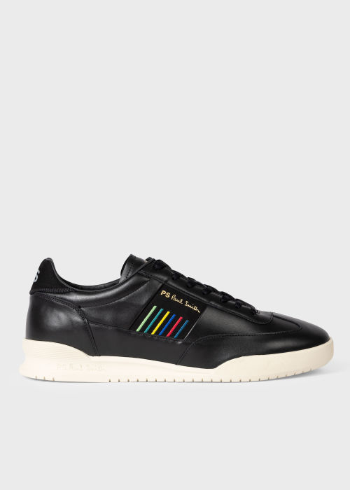 Front View - Black Leather 'Dover' Sneakers Paul Smith