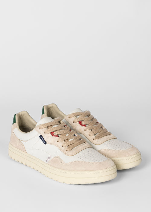 White And Beige Leather 'Ellis' Trainers