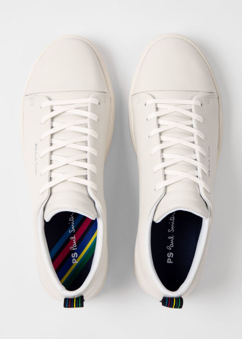 Men's White Leather 'Lee' Trainers  by Paul Smith