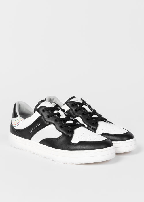 Detail View - Black and White Leather 'Liston' Trainers Paul Smith