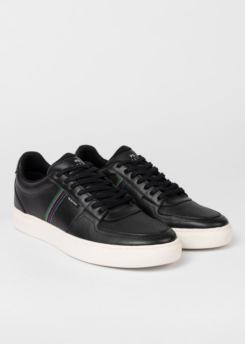 Detail View - Black 'Margate' Leather Trainers Paul Smith