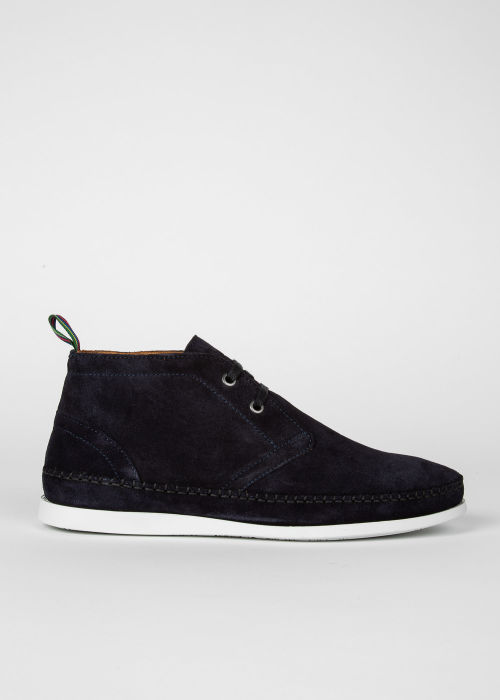 Side view - Navy Suede 'Neon' Boots Paul Smith