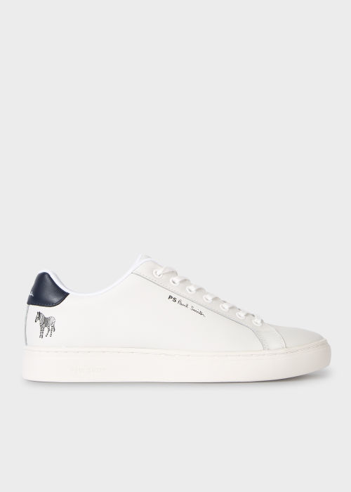Men's White Leather Zebra 'Rex' Trainers by Paul Smith
