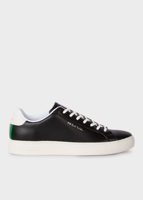 Side view - Men's Black Leather 'Rex' Sneakers Paul Smith