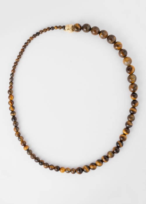 Men's Tiger Eye & Gold Vermeil Beaded Necklace by Completedworks