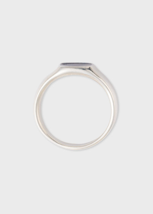 Men's Sterling Silver & Blue Enamel Signet Ring by Helena Rohner