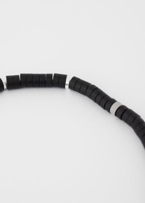 Men's Black Hematite Bead Silver Necklace by Helena Rohner