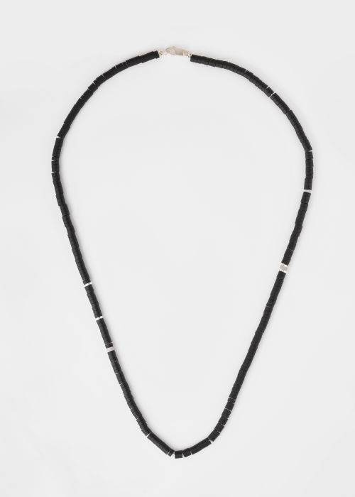 Men's Black Hematite Bead Silver Necklace by Helena Rohner