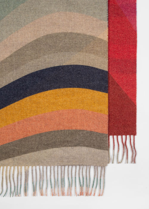 Detail View - Wool-Cashmere 'Swirl' Stripe Scarf Paul Smith