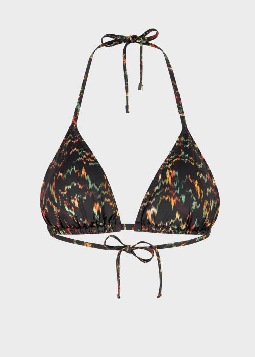 Front View - Women's Black Swirl Animal Print Triangle Bikini Top Paul Smith