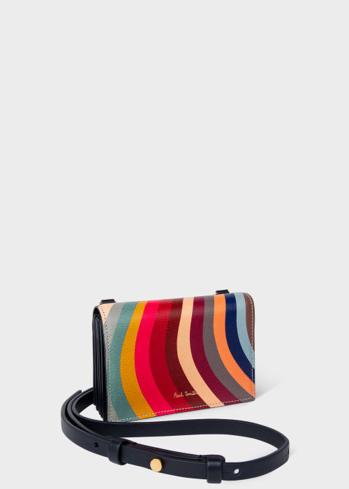 Front view - Women's 'Swirl' Print Leather Purse With Strap Paul Smith