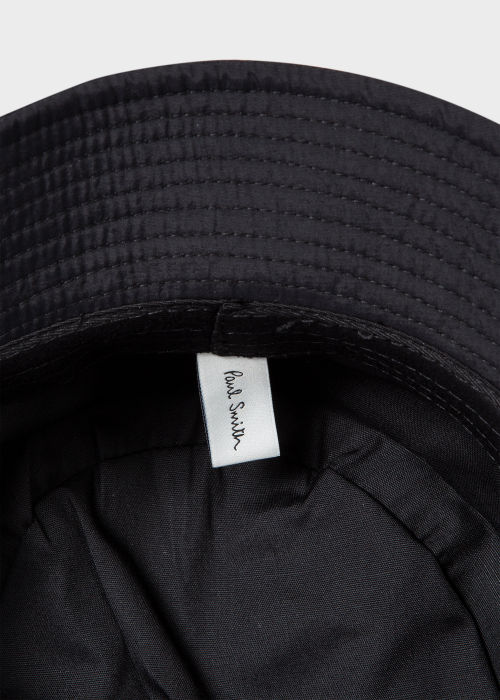 Detail View - 'Happy' Black Embroidered Bucket Hat Paul Smith