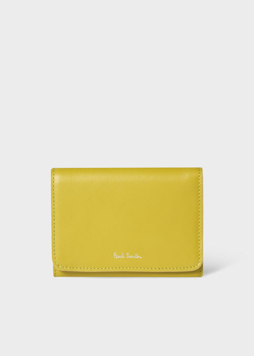 Front View - Women's Lime Green Tri-Fold Purse Paul Smith