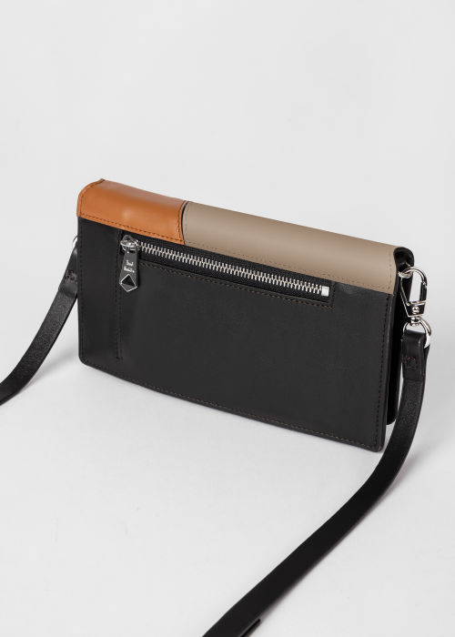 Detail View - Women's Black and Tan Leather 'Patchwork' Phone Bag Paul Smith