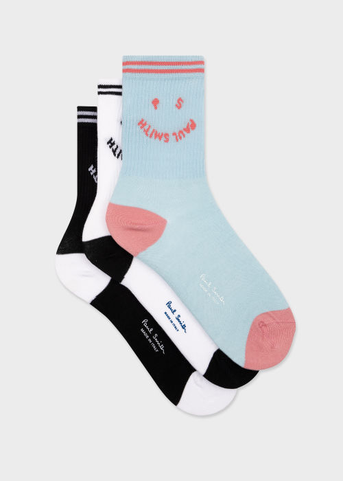 Product View - Women's Ribbed 'Happy' Socks Three Pack Paul Smith
