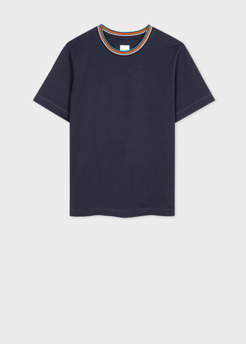 Product View - Women's Navy Cotton 'Signature Stripe' T-Shirt