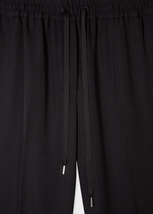 Women's Black Wool Drawstring Tuxedo Trousers With Satin Stripe by Paul Smith
