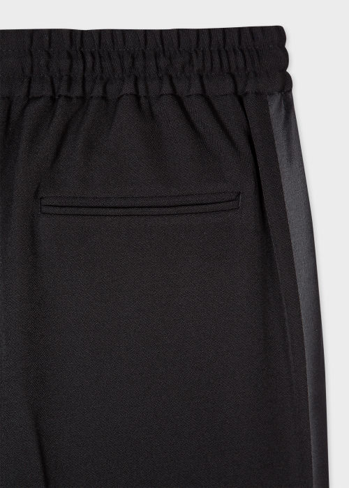 Women's Black Wool Drawstring Tuxedo Trousers With Satin Stripe by Paul Smith